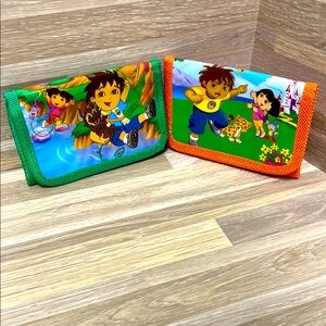 Dora the explorer and Diego Kids Cartoon Wallet tri fold Green and Orange